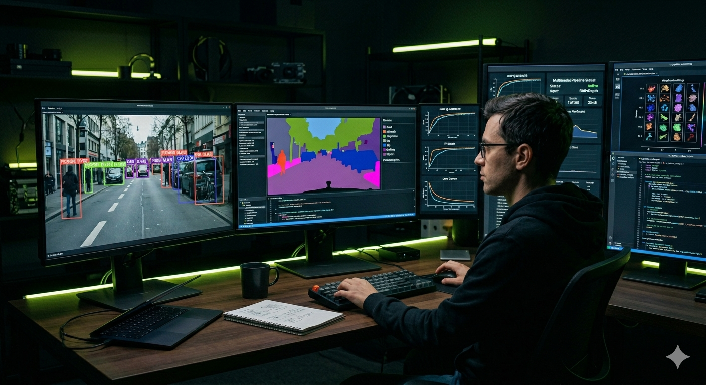 Focused AI engineer working on a computer vision pipeline